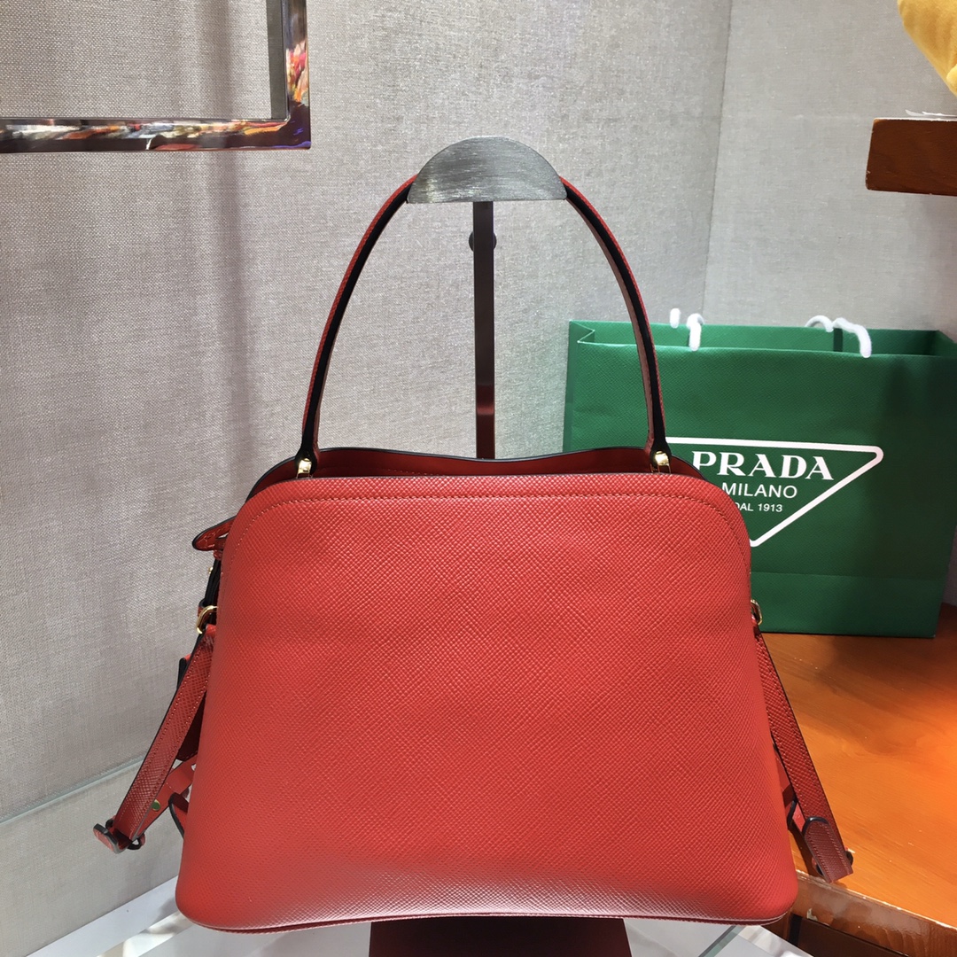 Prada Matinee Saffiano Leather Handbag Bag Tote Red 1BA282